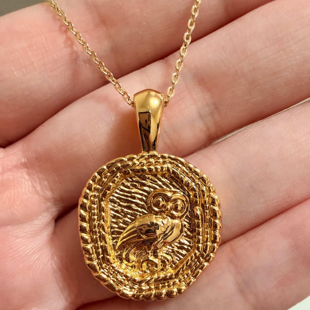 925 Sterling Silver Owl Coin Pendant Necklace